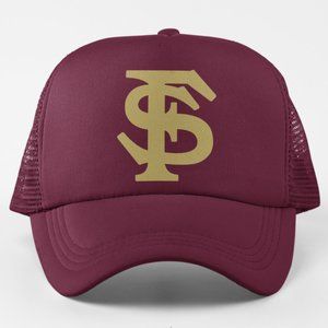 NEW Florida State Seminoles Monogram Logo Foam Trucker Mesh Snapback Hat MAROON